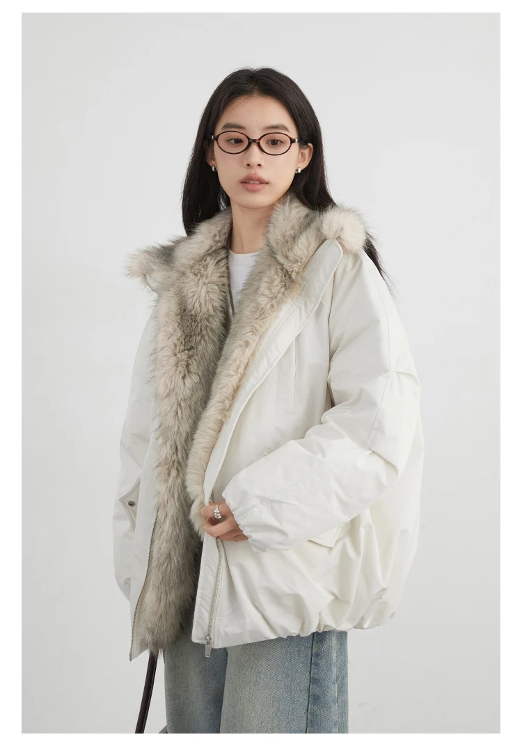 CHIC VEN New Women Down Coat Solid Hooded Loose Casual Faux Fur Collar 90 White Duck Down Ladies Down Jacket Autumn Winter 2026