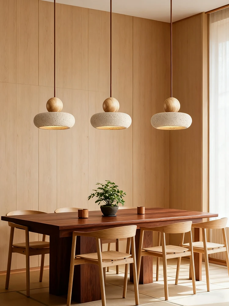 Żółty Travertynowy Żyrandol LED Kamień Jaskiniowy Oprawy Oświetleniowe Restauracja Sypialnia Lampy Wiszące Salon Jadalnia Nowoczesna Lampa Wisząca — 2