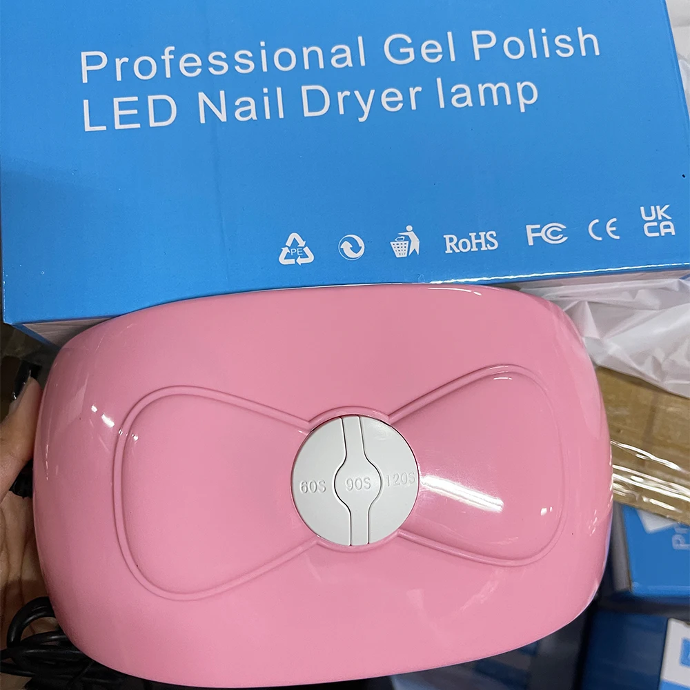 36W Pink Bow Nail Dryer Lamp Portable 18 LED&UV Manicure Machine Home or Travel Use for Baking Polish,Gel,Varnish with USB Cable