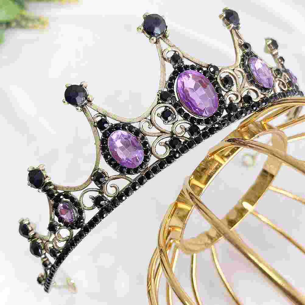 

Wedding Tiara Crown Black Purple Decor Hairband for Girl Decorative Headband Accessories