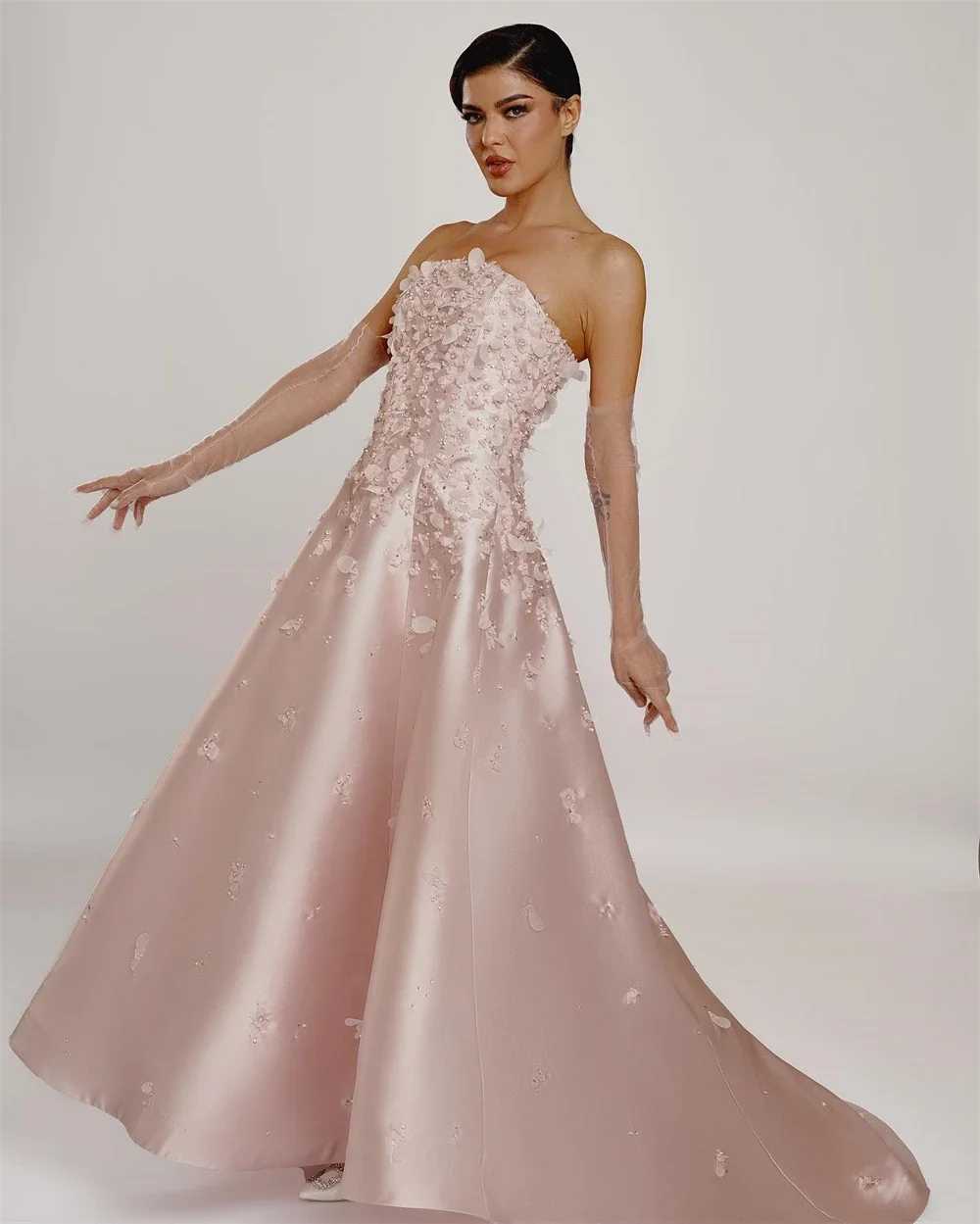 Customized Jiayigong Exquisite Sizes Available Strapless A-line Empire Floor Length Sleeveless Formal Evening Gowns فساتين حفلا