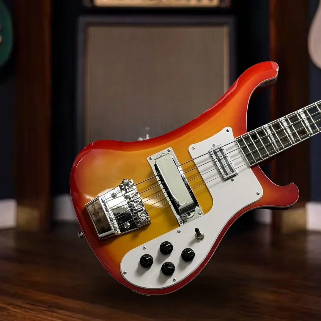 

Free Shiping Ricke 4003 Backer Bass Guitar Sunrise Sunflower Color Chrome Hardware High Quality 6 String Guitarra4 22 Tone