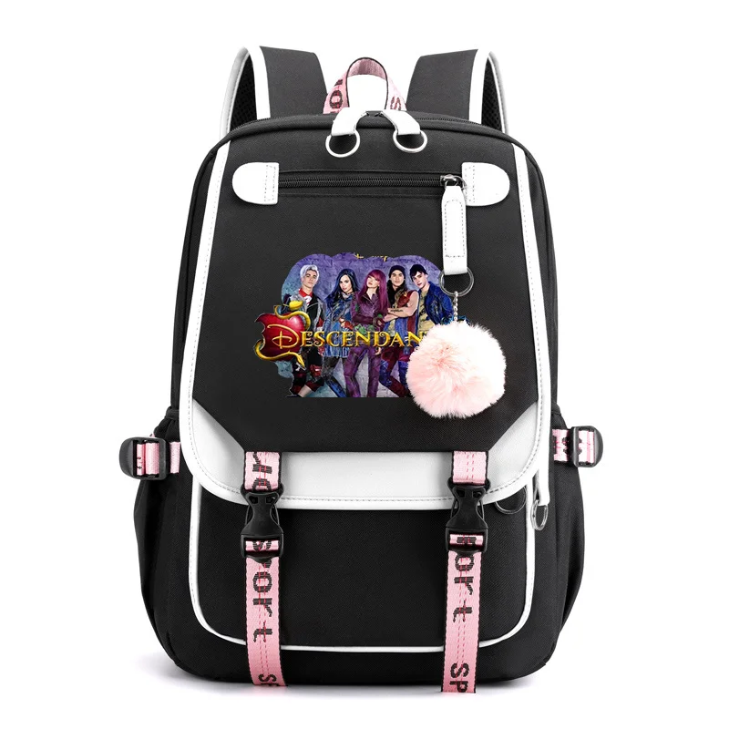 MINISO Descendants School Bag for Boys Girls Teenager USB Charging Laptop Backpacks Women Men Rucksack Travel Bag Mochila