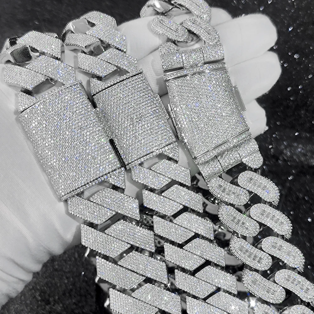 Hip Hop Jewelry 29mm Rectangle Zircon Diamond Chain Link Cuban Necklace Men Iced Out Bling CZ Cuban Chain