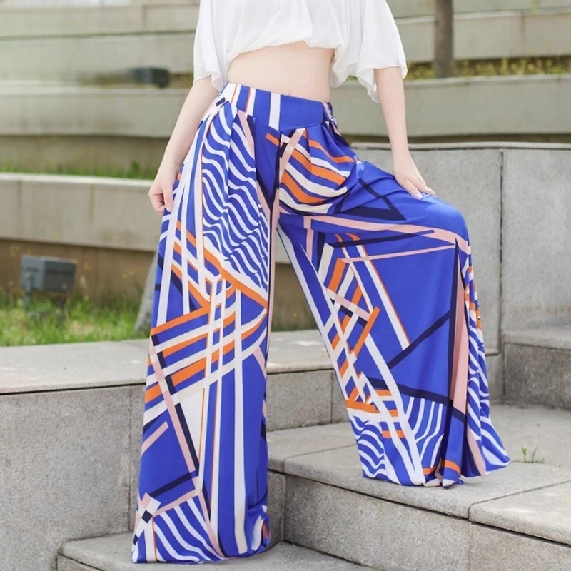 

Customized Belly Dance Costumes Large Flower Pants Geometric Modern Dance Practice Clothing Wide Leg Pants Loose Women Wear