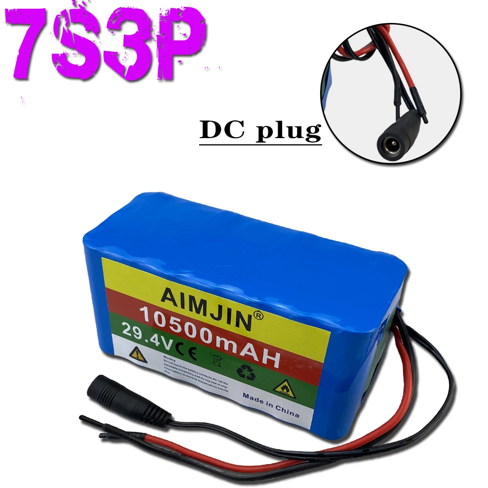 

24V Battery 7S3P 29.4V 10.5Ah 18650 Li-Ion Battery Pack Balanced BMS for Electric Bicycle Scooter Power Wheelchair+2A Charger