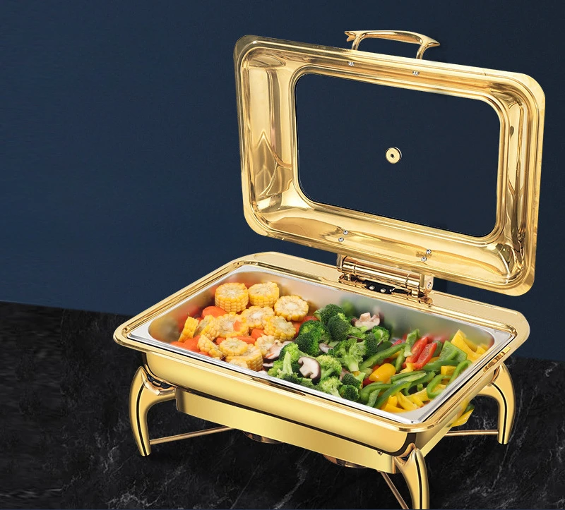 Stainless steel buffet stove visual gold-plated hotel thermal insulation restaurant alcohol electric heating