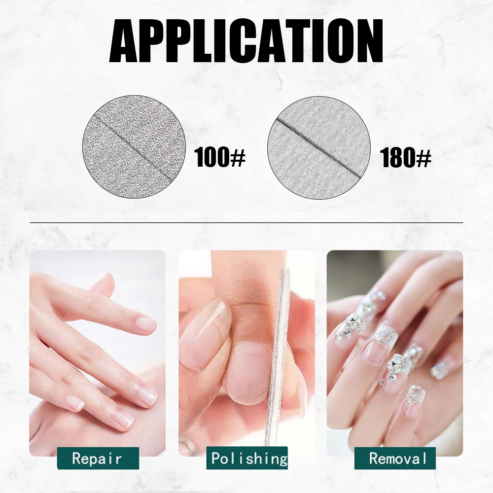 100PCS Disposable Wooden Nail File Double Side 100/180Grit Professional Nail Art Sanding Buffer Tool