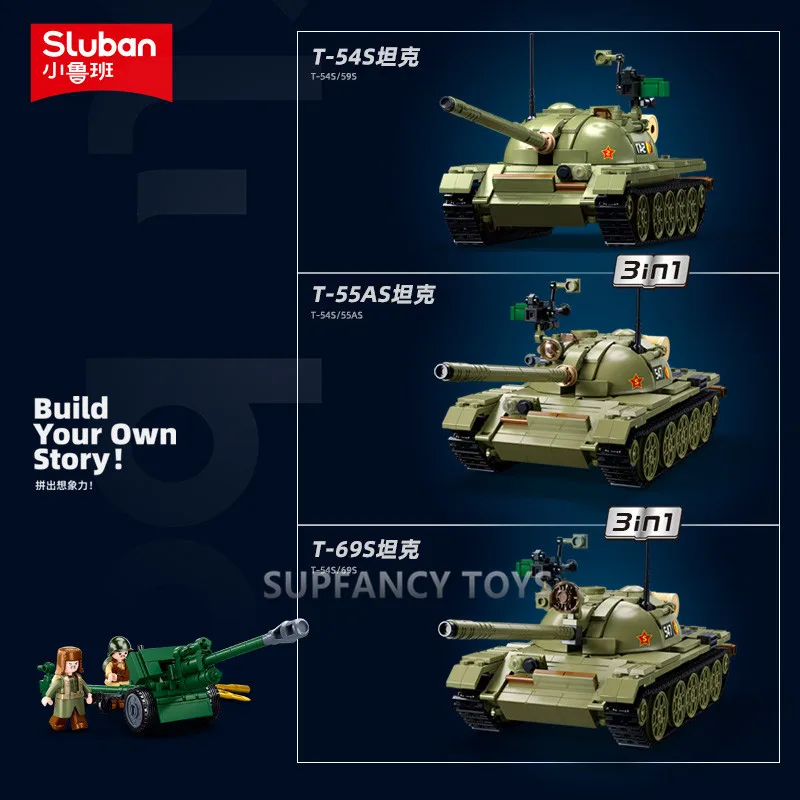 604PCS ARMY T-54S Tank MBT Model Bricks Military Vehicle Weapon DIY Creative Building Blocks Educational Toys for Children