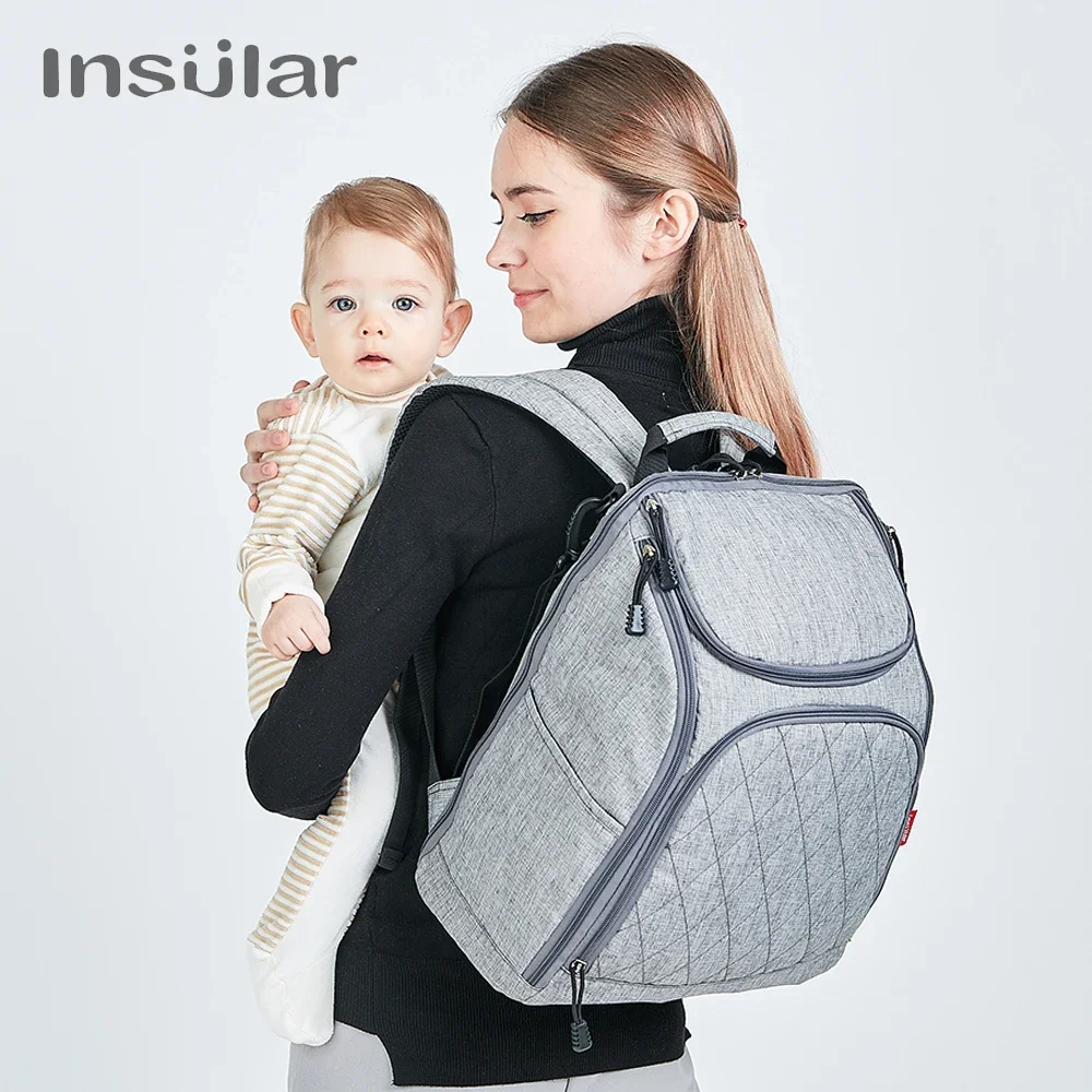 Bolsas para cambiar pañales de bebé de marca Insular, mochila para pañales de maternidad de gran capacidad, bolso para cochecito de bebé, mochila