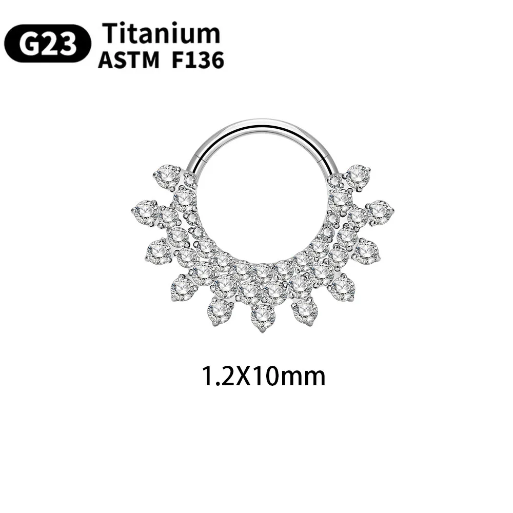 G23 Titanium Piercing Nose For Women Hoop Earrings ASTM-F136  Zircon Luxury Body Jewelry Nose Ring