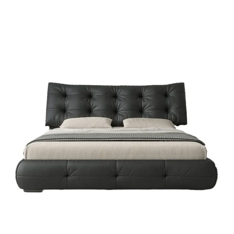 Italian minimalist lazy style big black bear bed haute couture light luxury first layer cowhide