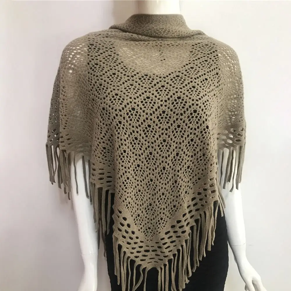 مريلة مثلث الأوشحة شال سماكة مُثبّت كبّاس الخريف الشتاء وشاح محبوك مع شرابات يندبروف مزاجه سترة