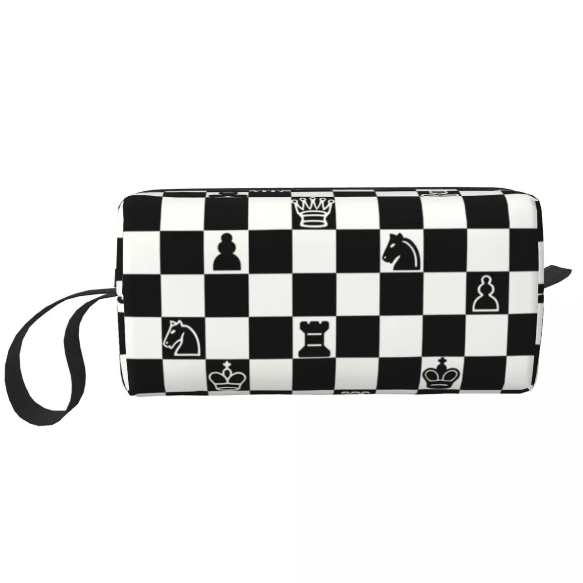 Custom Fashion Chess Toiletry Bag for Women Chessboard Game Makeup Cosmetic Organizer Ladies Beauty Storage Dopp Kit Box