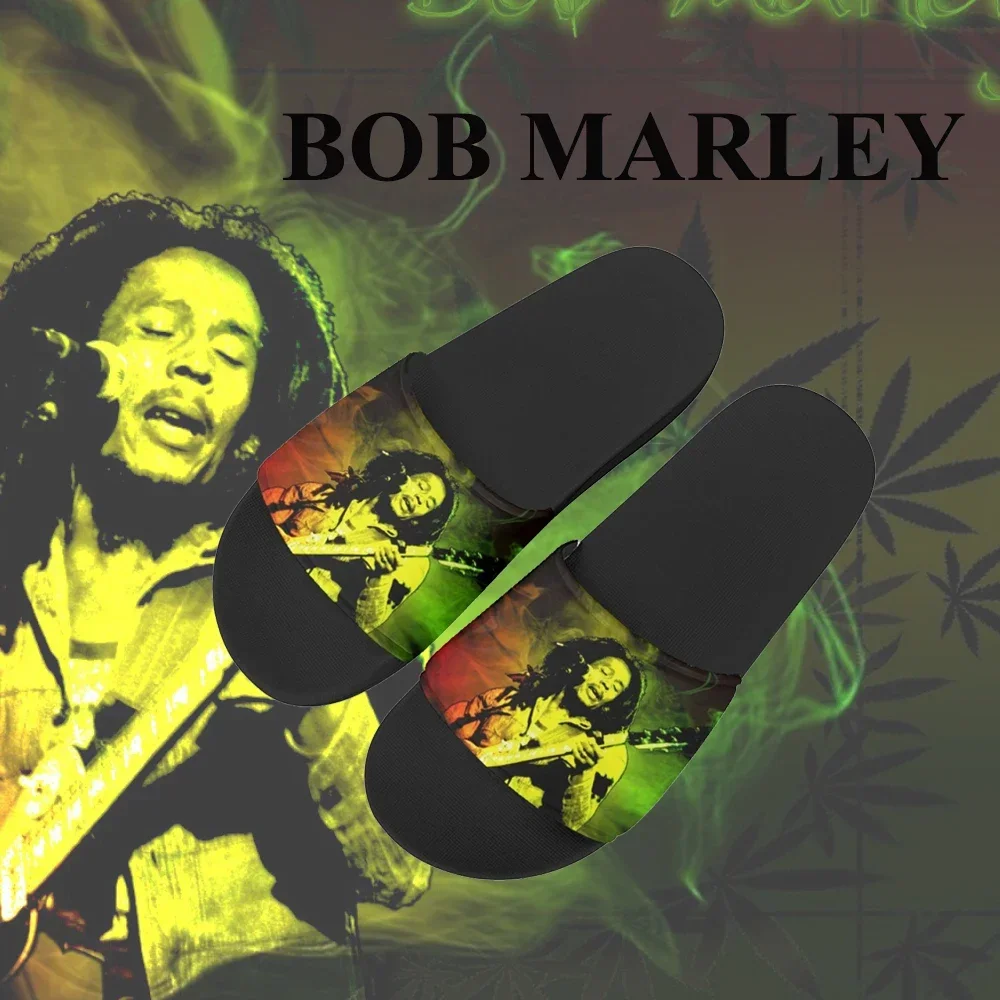 Jamaicaanse Bob Marley Slippers Street Singer Bedrukt Slijtvaste Flats Voor Vrouwelijke Trendy Rockmuziekfiguren Unisex Sandalen