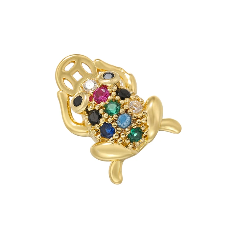 2pcs/8.5*12mm High Quality Handmade Inlaid Zirconia gold color Cicada Charms Pendant for DIY Jewelry Making, Model: VD10