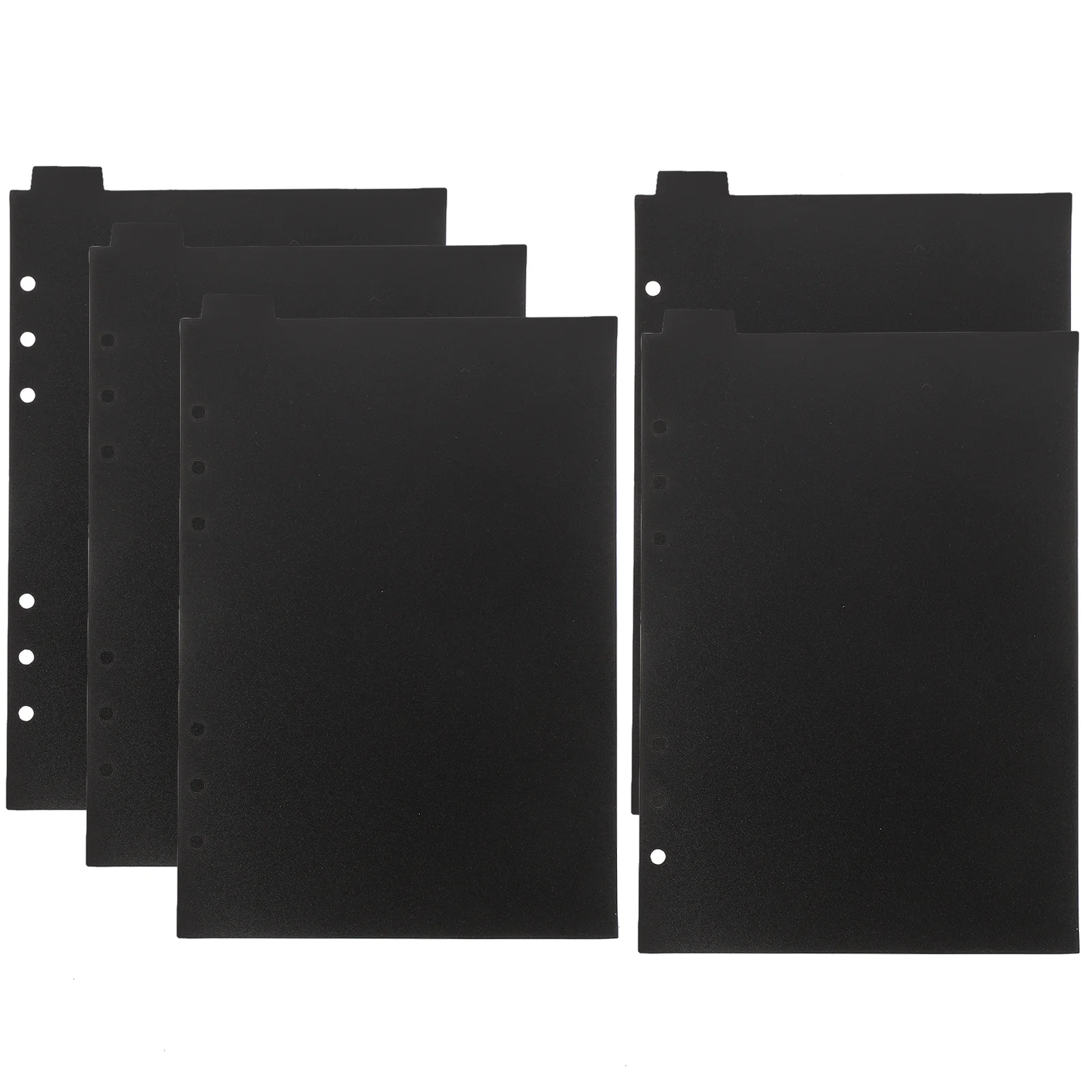 

5Pcs A5 Black Binder Dividers Plastic Index Tabs Office Organizer for 6 Ring Binders Document Separation