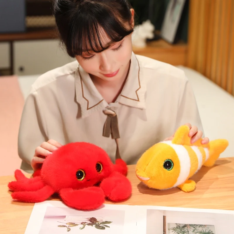 New Marine Animal Shark Crab Fish Octopus Whale Plush Doll Tortoise Super Soft Toys Simulation Cartoon Birthday Christmas Gifts