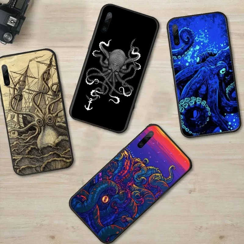 Norway Kraken Octopus Phone Case for Huawei P50 P40 P30 Pro Lite P Smart 2021 2019 Magic 3 Black Soft Phone Cover Funda