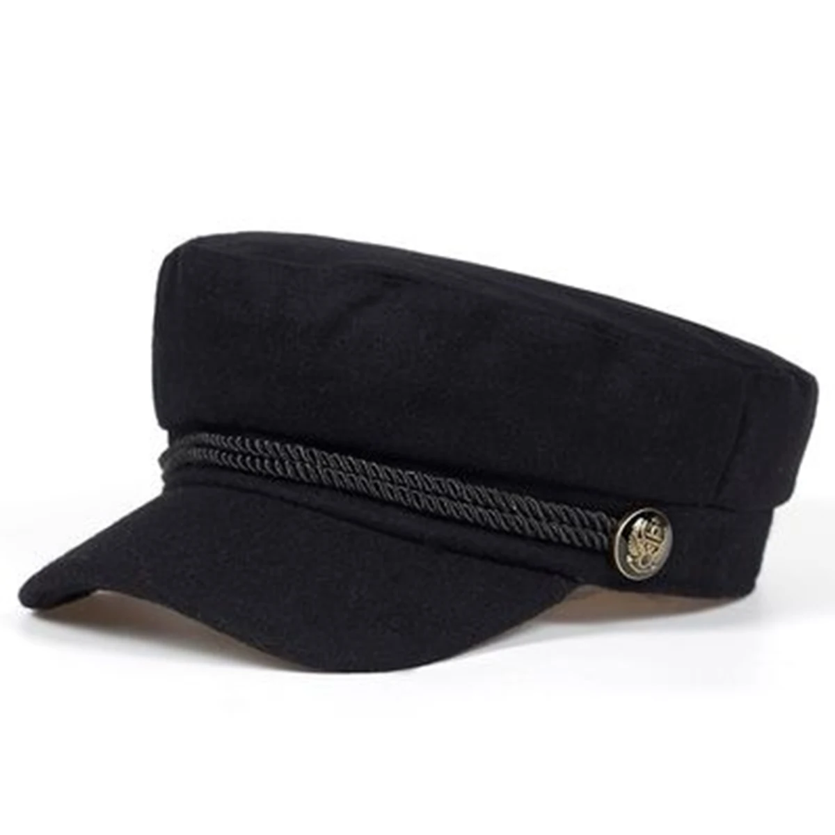 Unisex Coffee Buckle Strap Rope Army Cap Spring Autumn Sailor Hats Black Ladies Beret Caps Men Flat Top Captain Military Caps