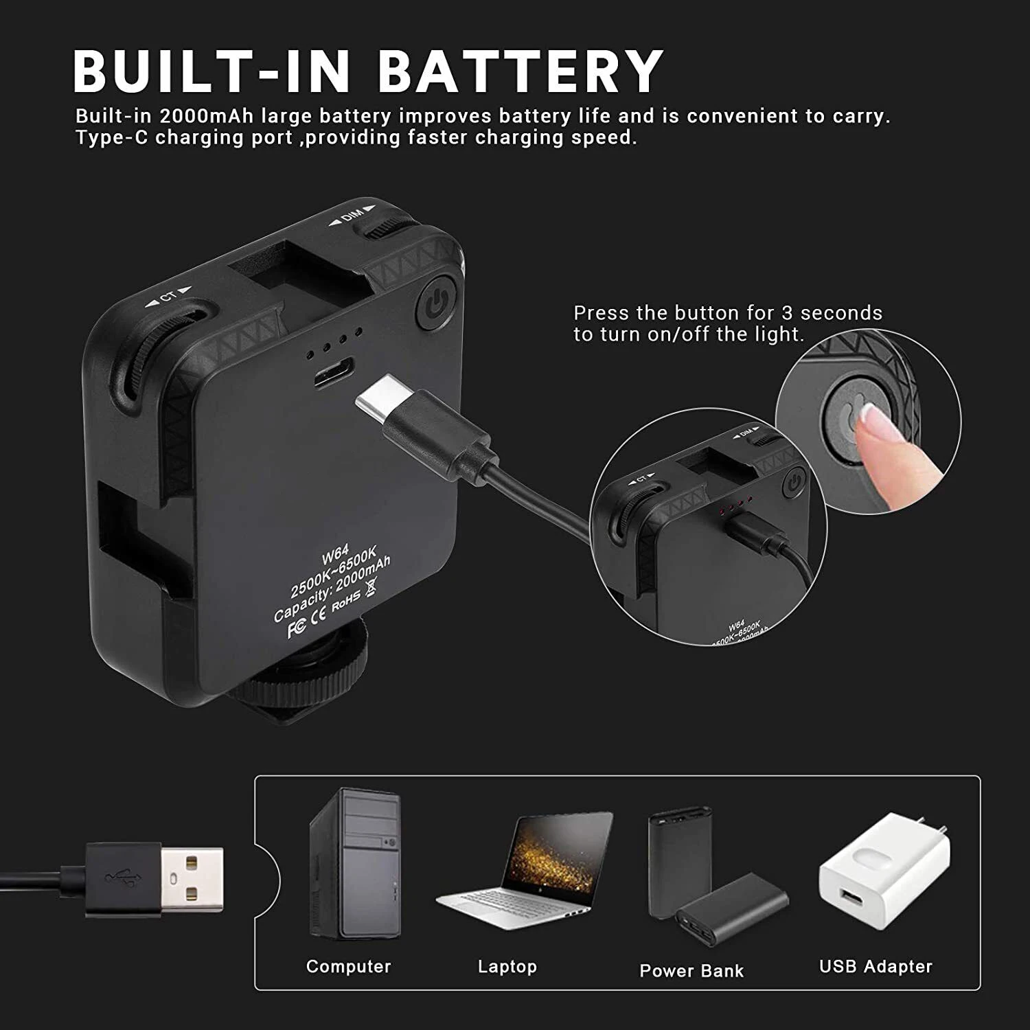 W64 الفيديو مؤتمر طقم الإضاءة 6W عكس الضوء البسيطة ثنائية اللون Vlog مصباح ليد w قاعدة تركيب مزودة بمشبك ل بث اجتماع