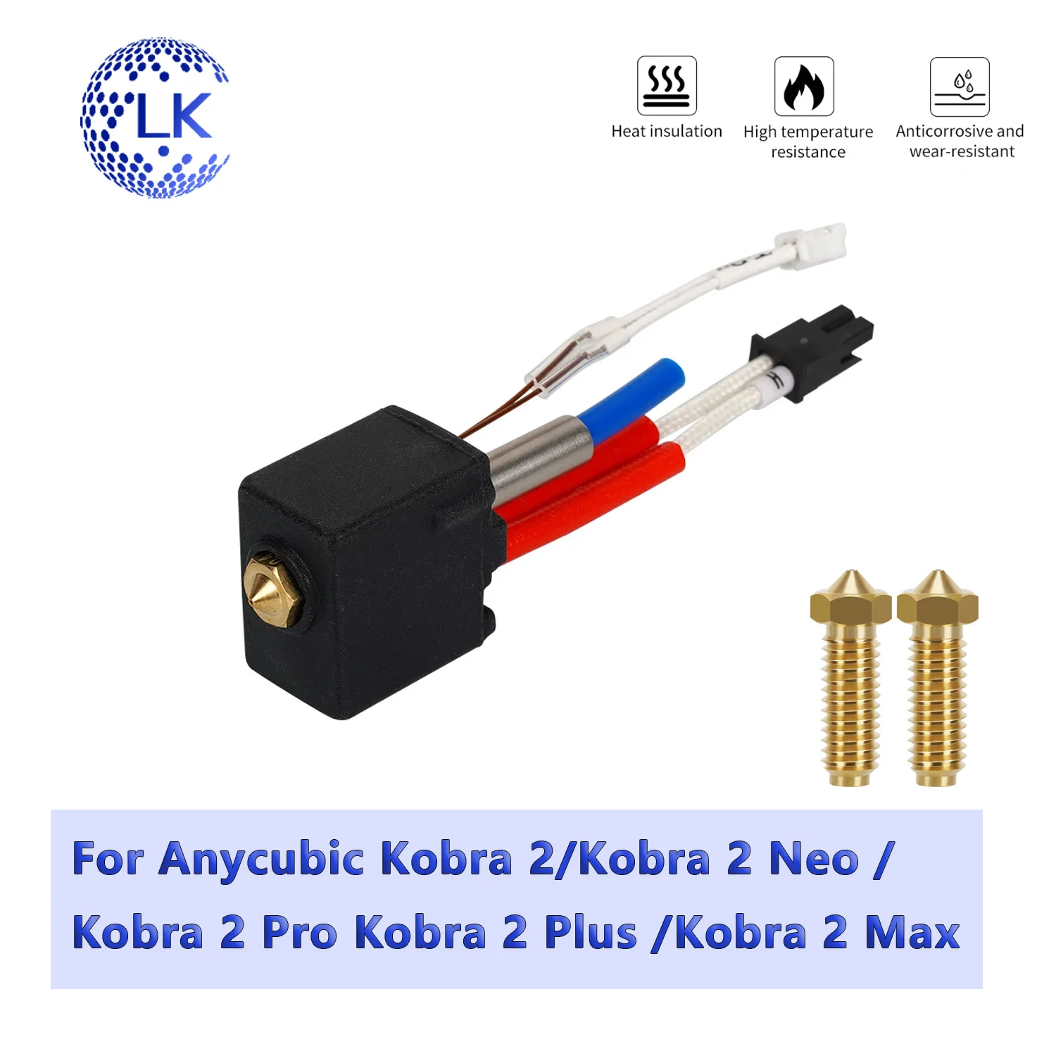 

For Anycubic Kobra 2 Hotend Kit 24V 60W Throat Brass Nozzle Thermistor Heat Block Hot end For Kobra 2 Plus/Pro/ Kobra2 Neo