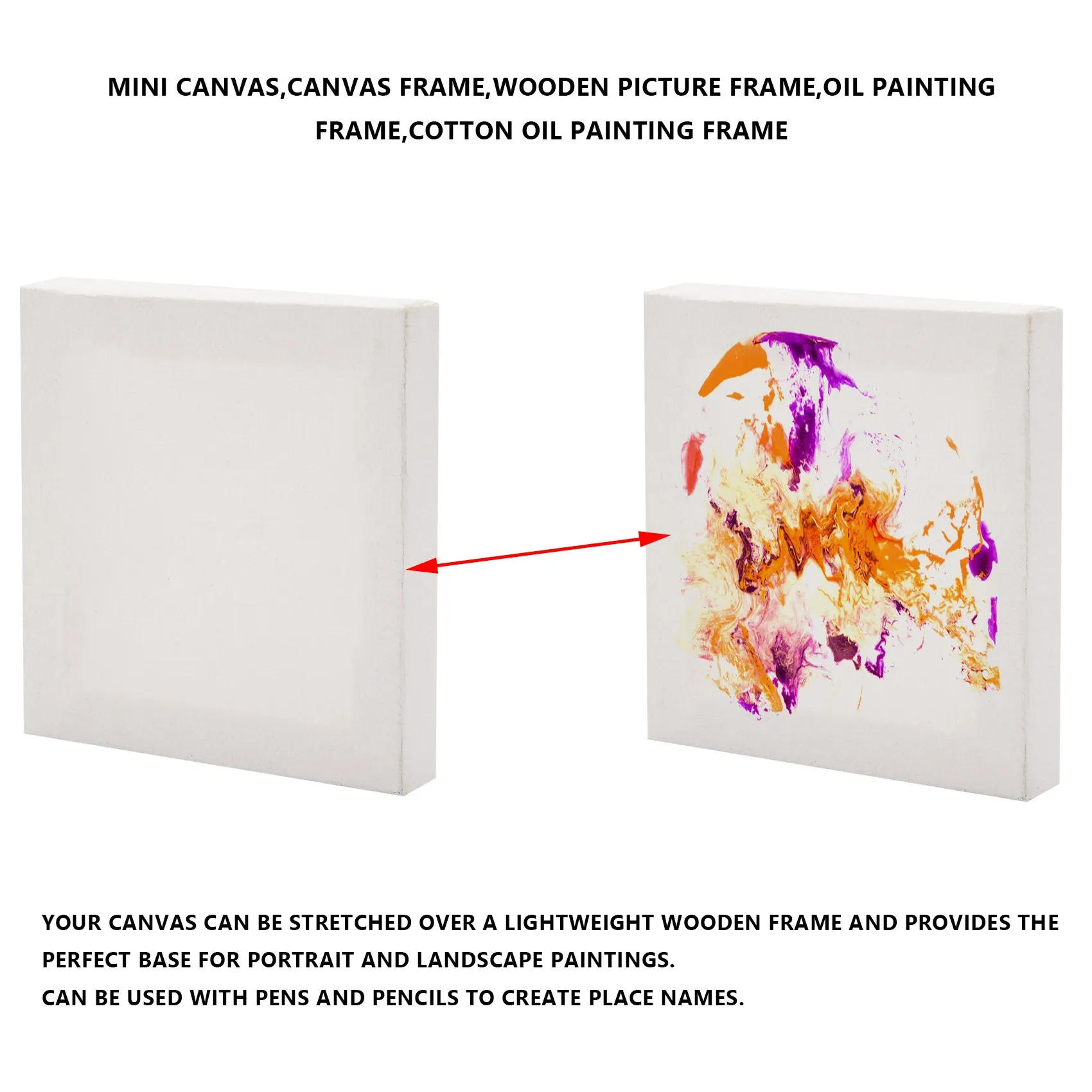 New 10Pcs/Set White Blank Art Boards Mini Stretched Artist Canvas Art Board Acrylic Oil Paint Wood+Cotton for Artwork Painting