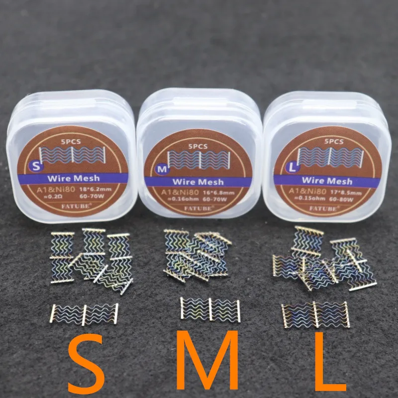

5PCS/BOX FATUBE Welding Flaky Mesh Heating Wire AI Ni80 0.2ohm 0.15ohm S M L Code for Electric Heating Equipment