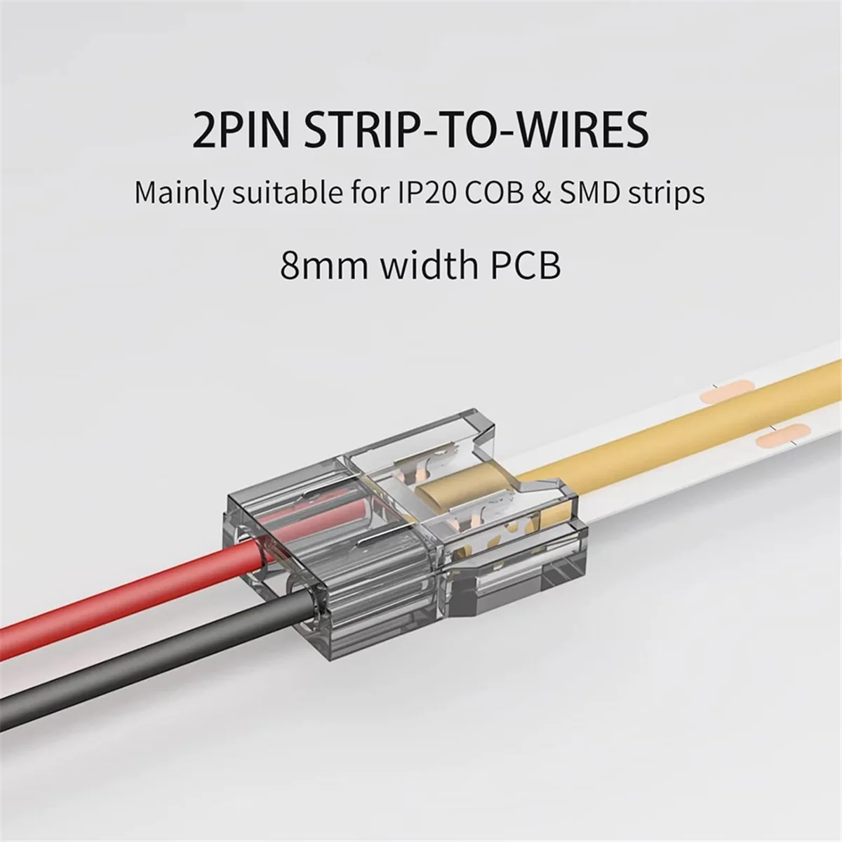 A002 LED Light Strip Connectors 20pcs 2Pin Strip to Wires LED Tape Light Connectors,Transparent Solderless No Dark Area 8mm - view 5