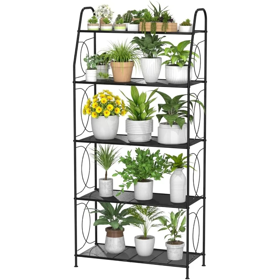 

5 Tier Plant Stand Indoor Outdoor Heavy Duty Plant Shelf Metal Mesh Tall Plant Stands Holder Rack for Living Room Balcony and G