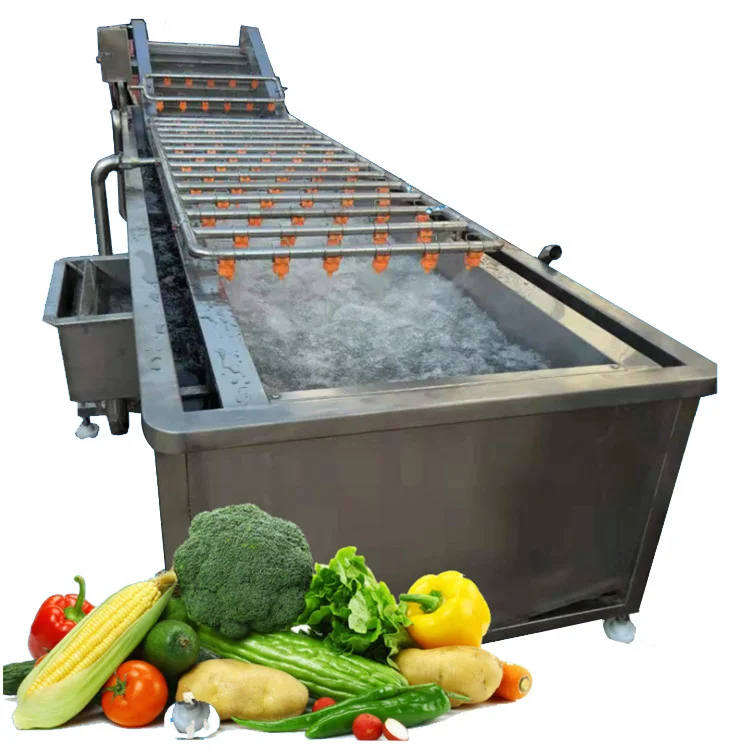 High Quality Low Price Industrial Fruit Vegetable Washing Machine with PLC Engine Bearing Stainless Steel Air Bubble Cleaning