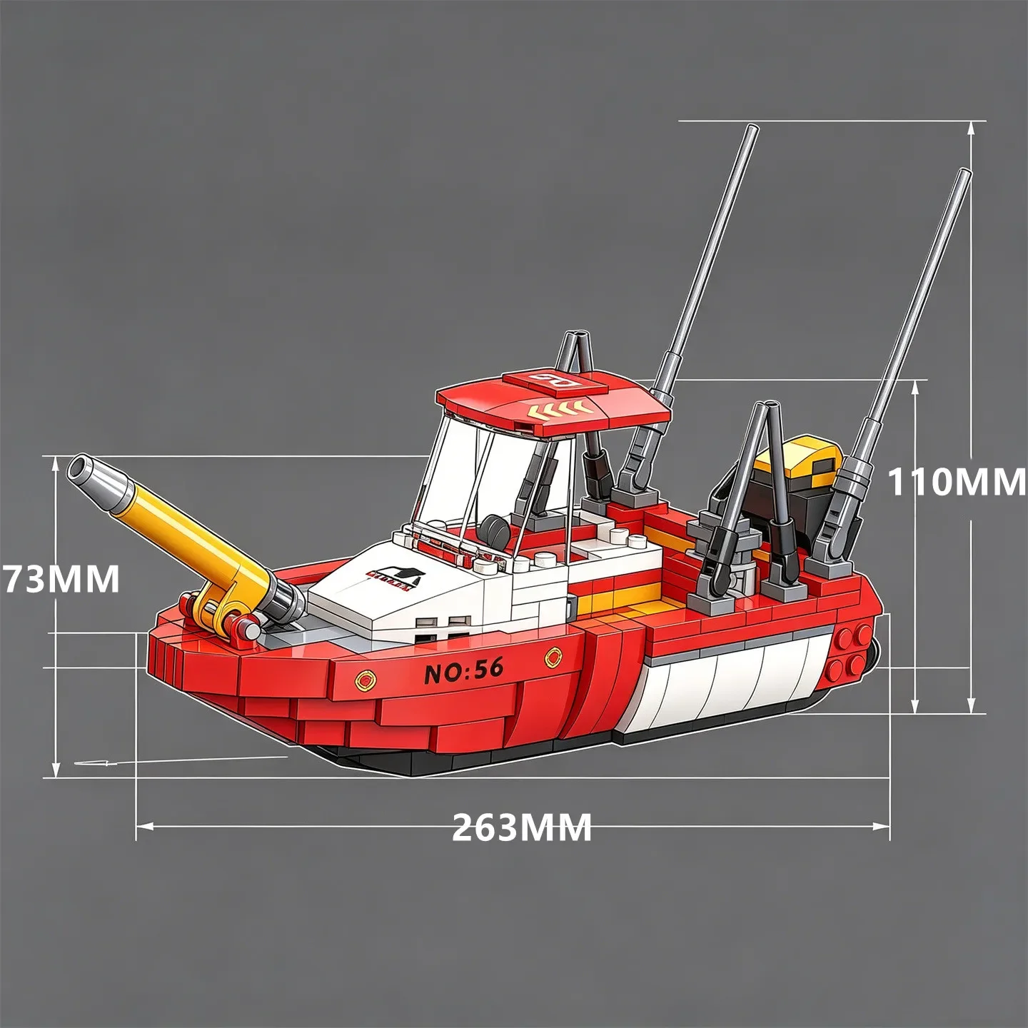 Boat Model Toy Fire Rescue Boat Building Blocks Firefighter and Police Marine Speedboat and Inflatable