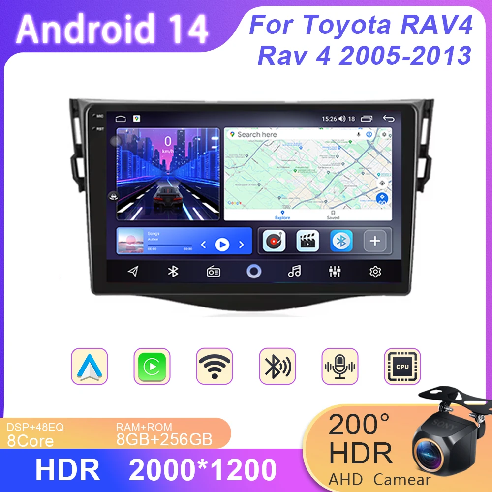 

Car Radio For Toyota RAV4 Rav 4 2005-2013 Multimedia Player GPS Navigation Android Auto Android Touch Screen No 2din DVD 4G WIFI
