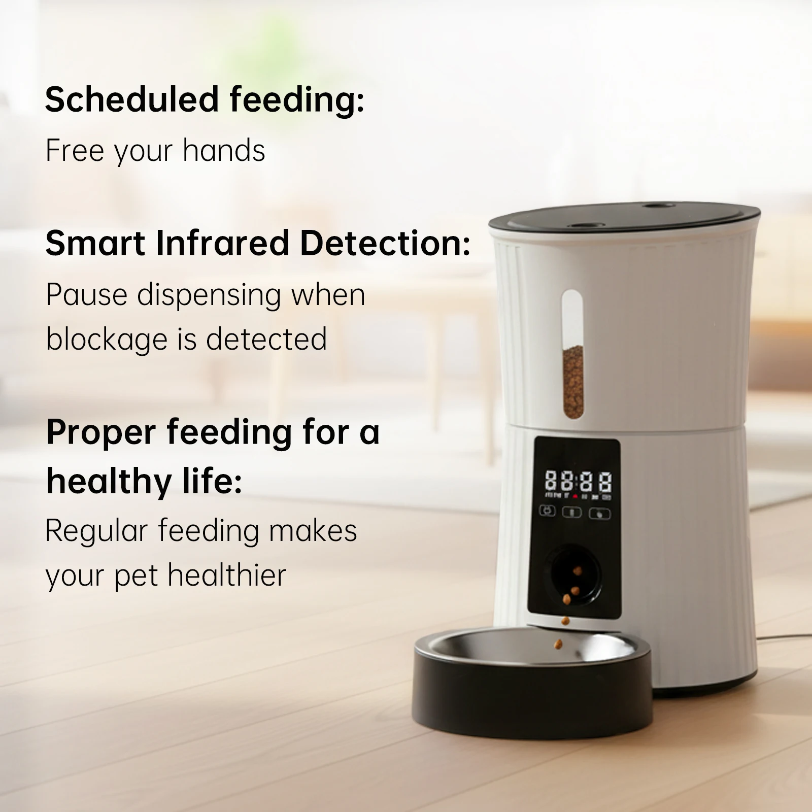 

Smart Automatic Pet Feeder with LCD Display 2.0kg Capacity for Dogs Cats Small Animals Indoor Use