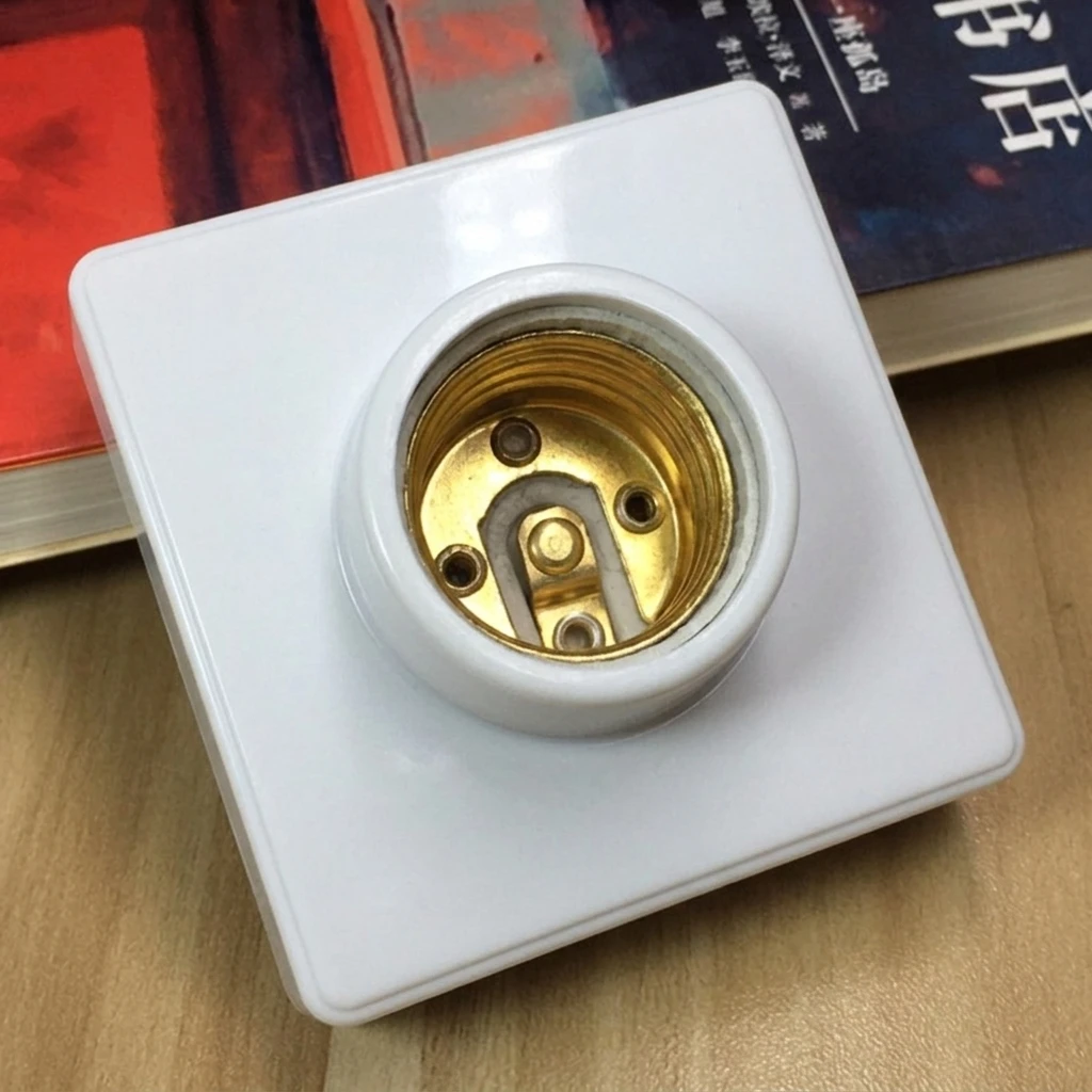 E27 High Temperature Heat Lamp Socket Holder, Square White Ceramic Interior Bulb Base, Heat Resistant for Industrial Warehouse
