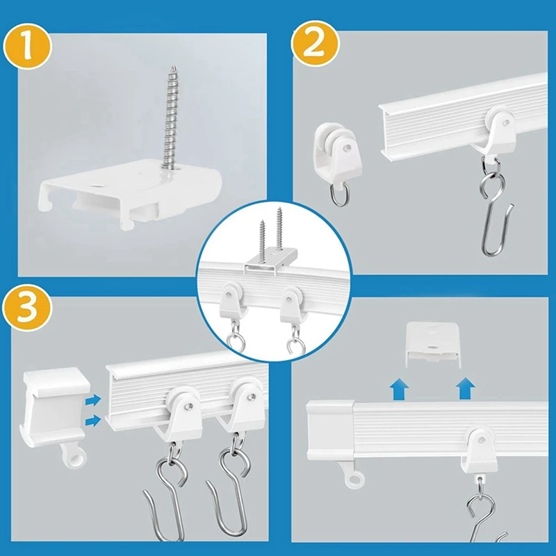 Hot 2X Flexible Bendable Ceiling Curtain Track, Ceiling Mount For Curtain Rail, Room Divider Ceiling Track 9.8FT