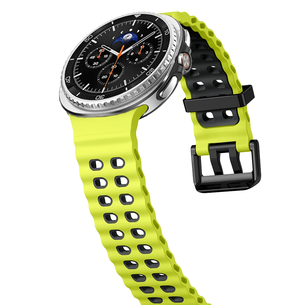 Two-Tone Marine Band For Samsung Galaxy Watch 8 Classic 46mm / Watch8 44mm 40mm Silicone Strap Bracelet Watchband Wristband