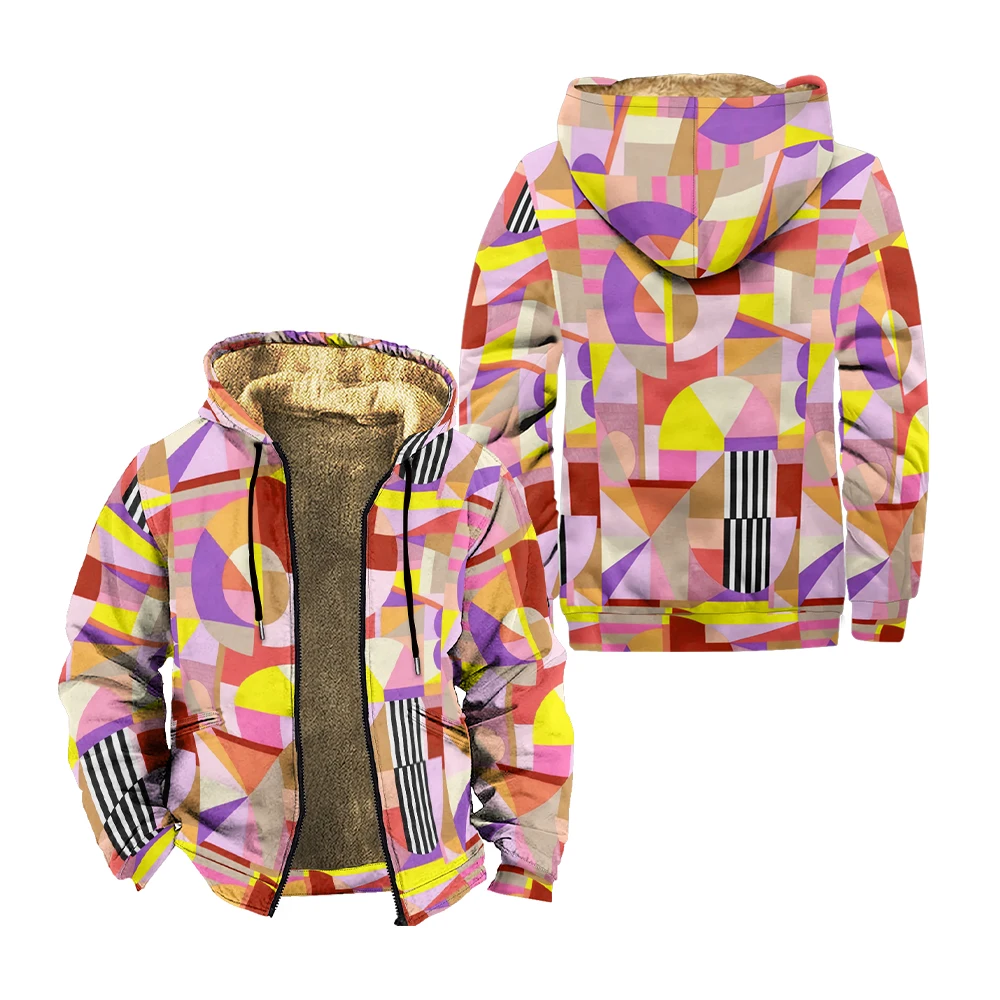 

Men's Fleece Zip Up Hoodeds Jacket Winter Man Casual Harajuku Outerwear Parka for Men Streetwear