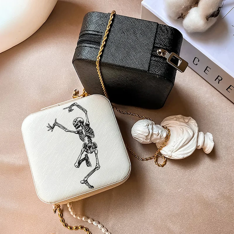 1pc Dance With Death Tote Bag Portable Jewelry Storage Box, Simple Jewelry Organizer Box,Gifts Box For Women