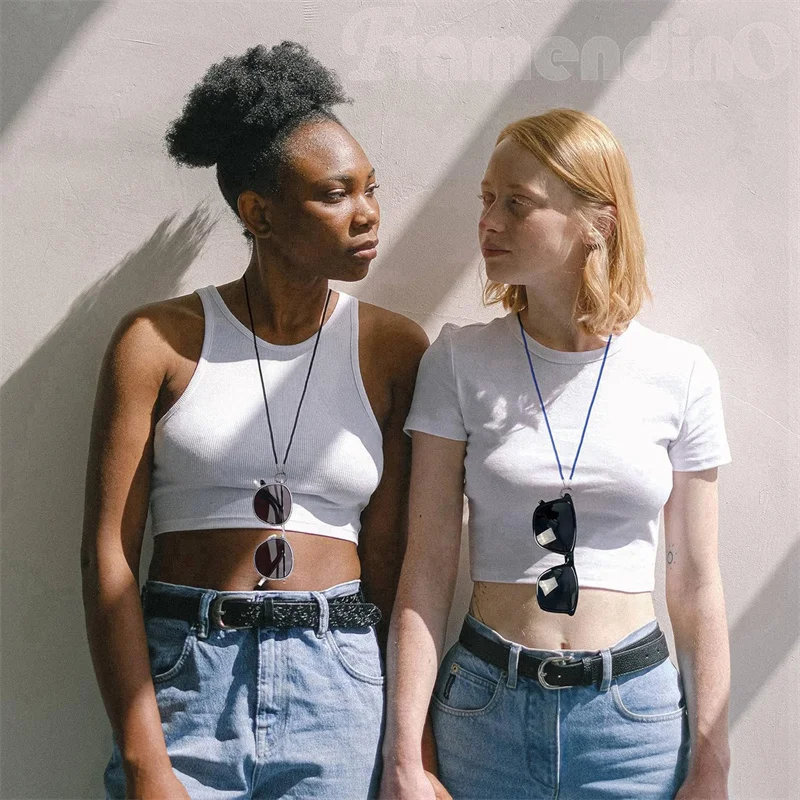 حقيبة نظارات شمسية محمولة للرجال والنساء ، حبل نظارات ، غطاء حماية عتيق ، حقائب نظارات بمشبك للرقبة معلقة ، موضة #1