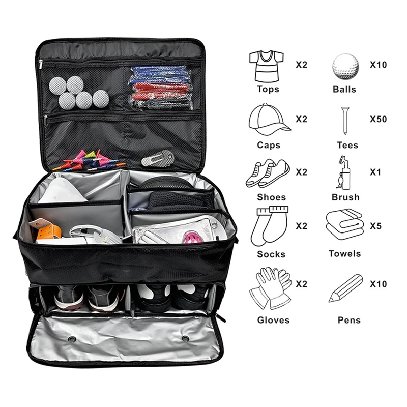 Golf Storage Box Golf Trunk Organizer Waterproof Car Golf Locker With Separate Ventilated Compartment Easy To Use