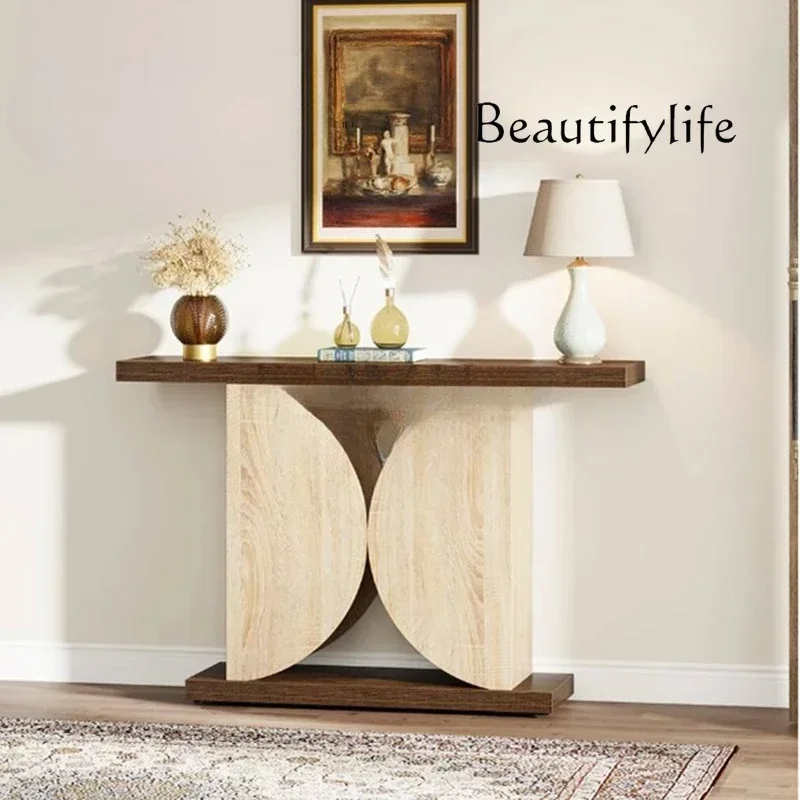 QQ New solid wood entrance table Entry entrance table Modern simple living room sofa back several cases