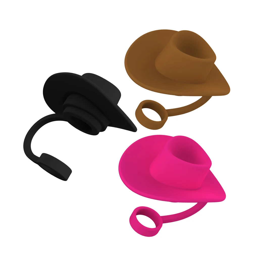 

Cowboy Hat Straw Top Silicone Toppers Tip Protective Covers Caps Reusable Drinking Stopper Tips Plug
