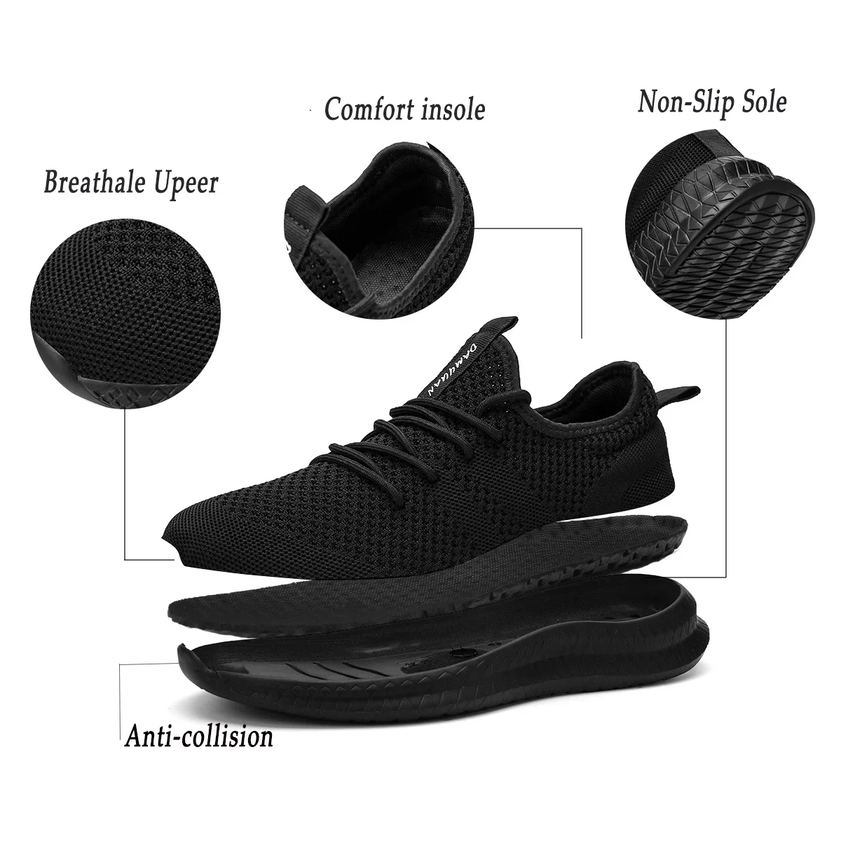 Zapatillas de correr transpirables y cómodas para hombre y mujer, zapatos deportivos informales ligeros, antideslizantes con cordones