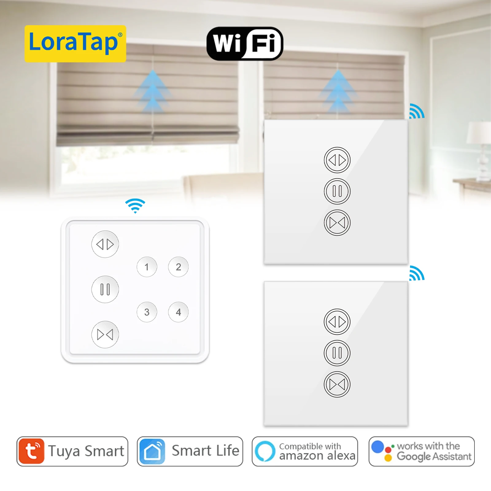 Tuya Smart Life Curtain Switch for Window Blinds Roller Shutte Remote Control RF WIFI 4 Channel App Timer Google Home Aelxa