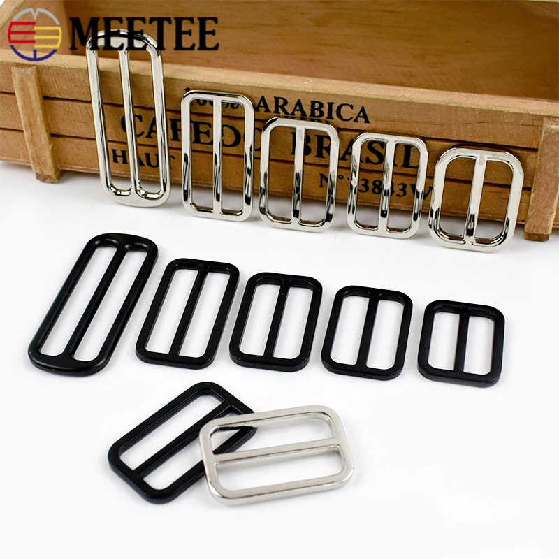 5/10/20P 25-50mm Metal Bag Buckles Strap Ring Buckle Tri Glide Slider Clasp Webbing Knapsack Loop Hook DIY Sewing Accessories