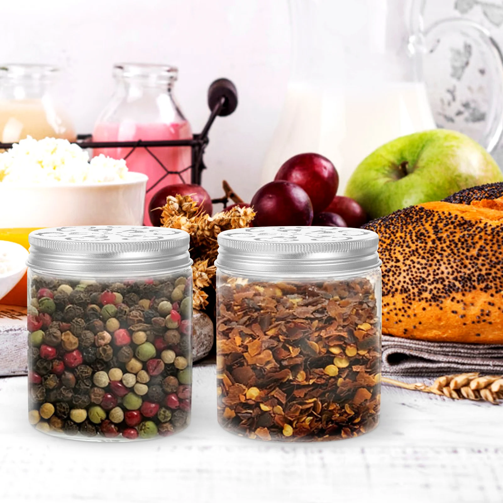

6 Pcs Pattern Bottle Storage Jars Small Leak Proof Containers Airtight Kitchen Pantry Boxes Clear Plastic Food Candy Snack