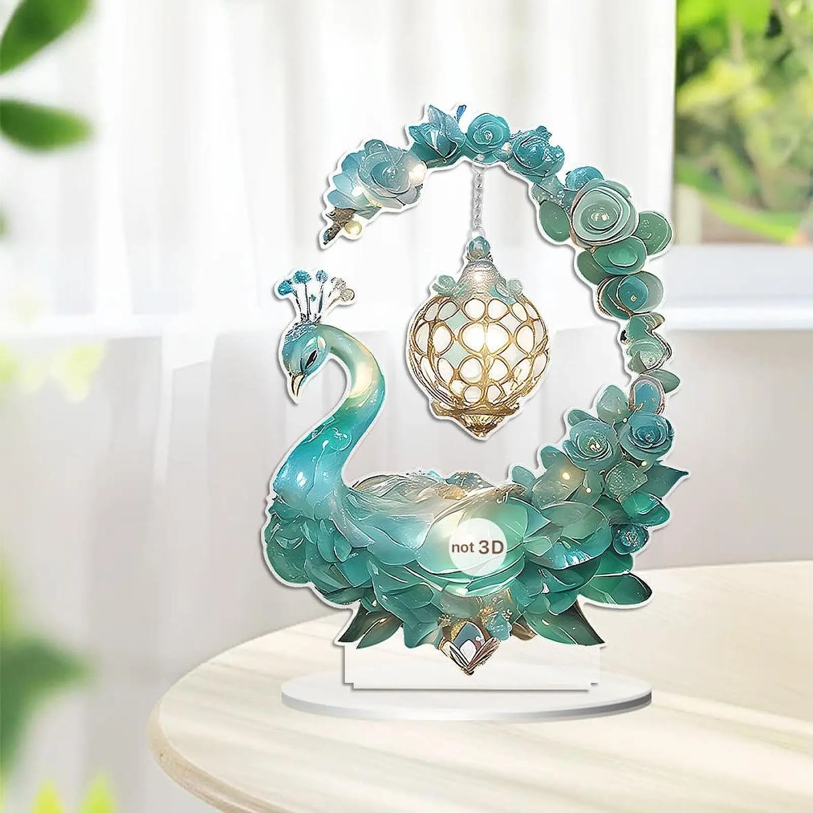 Acrylic Peacock Table Ornament Acrylic Desktop Ornament for Bookshelf Hotel