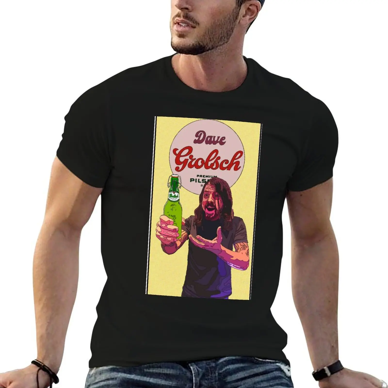 Dave Grolsch - Yellow T-Shirt for a boy customs vintage anime shirt luxury clothes men