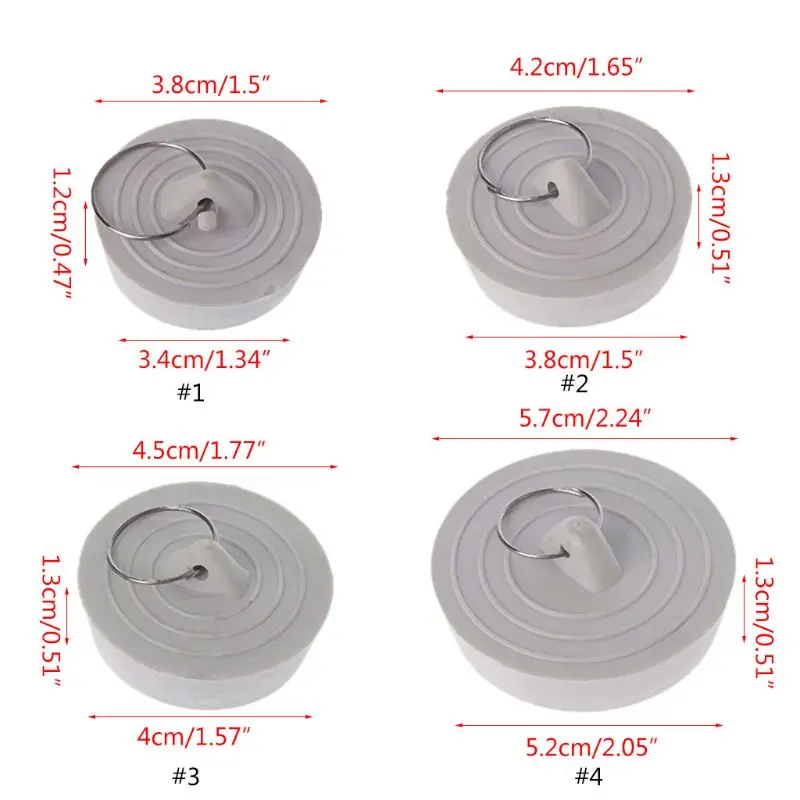 Tappo scarico per lavandino in gomma con anello per appendere per vasca da bagno, cucina